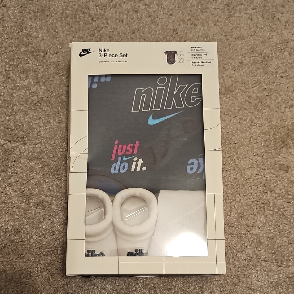Nike Baby Set - Gray and White with Blue Accents